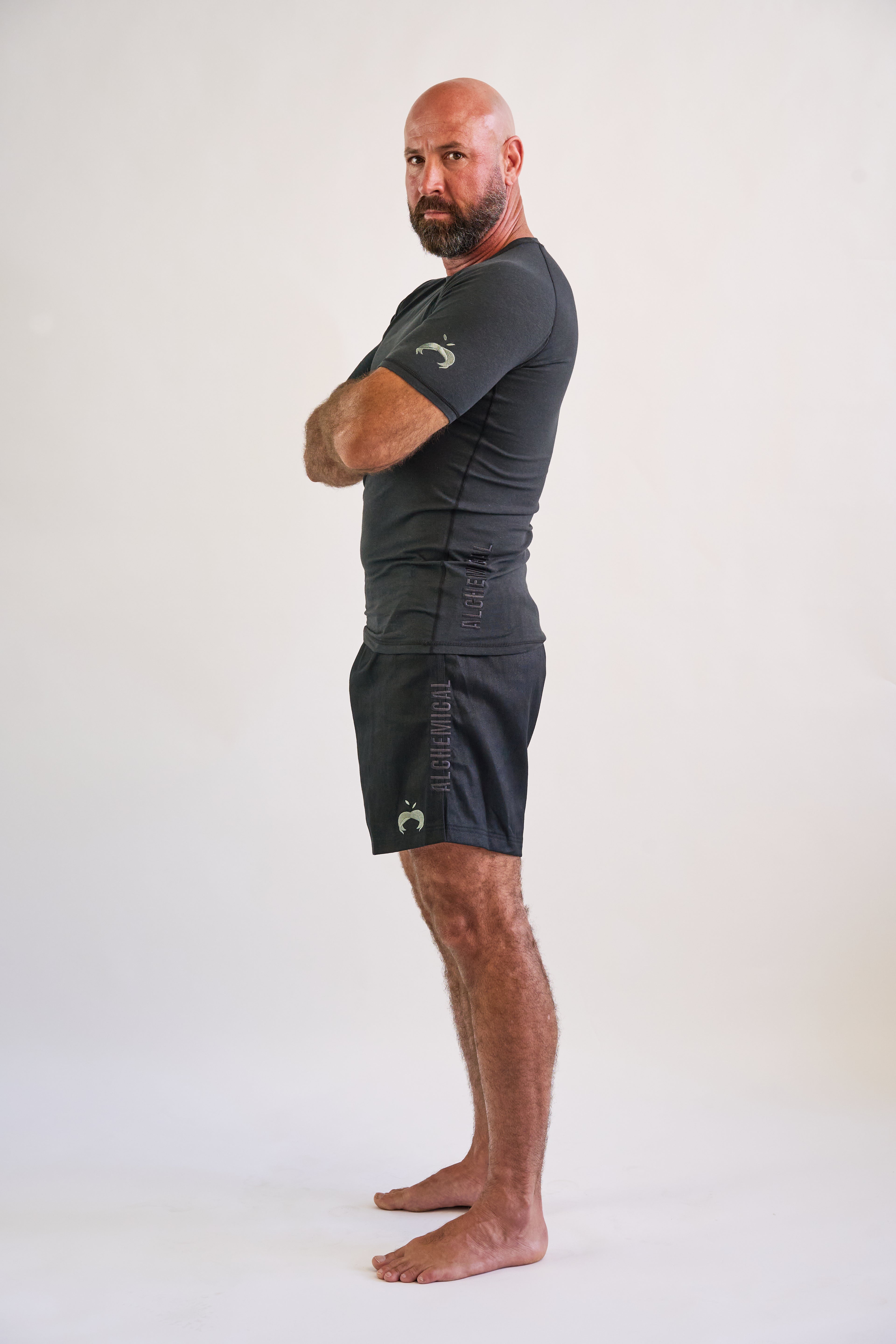 RESTOCKED: Hemp Black Rash Guard - Short Sleeve 180gsm