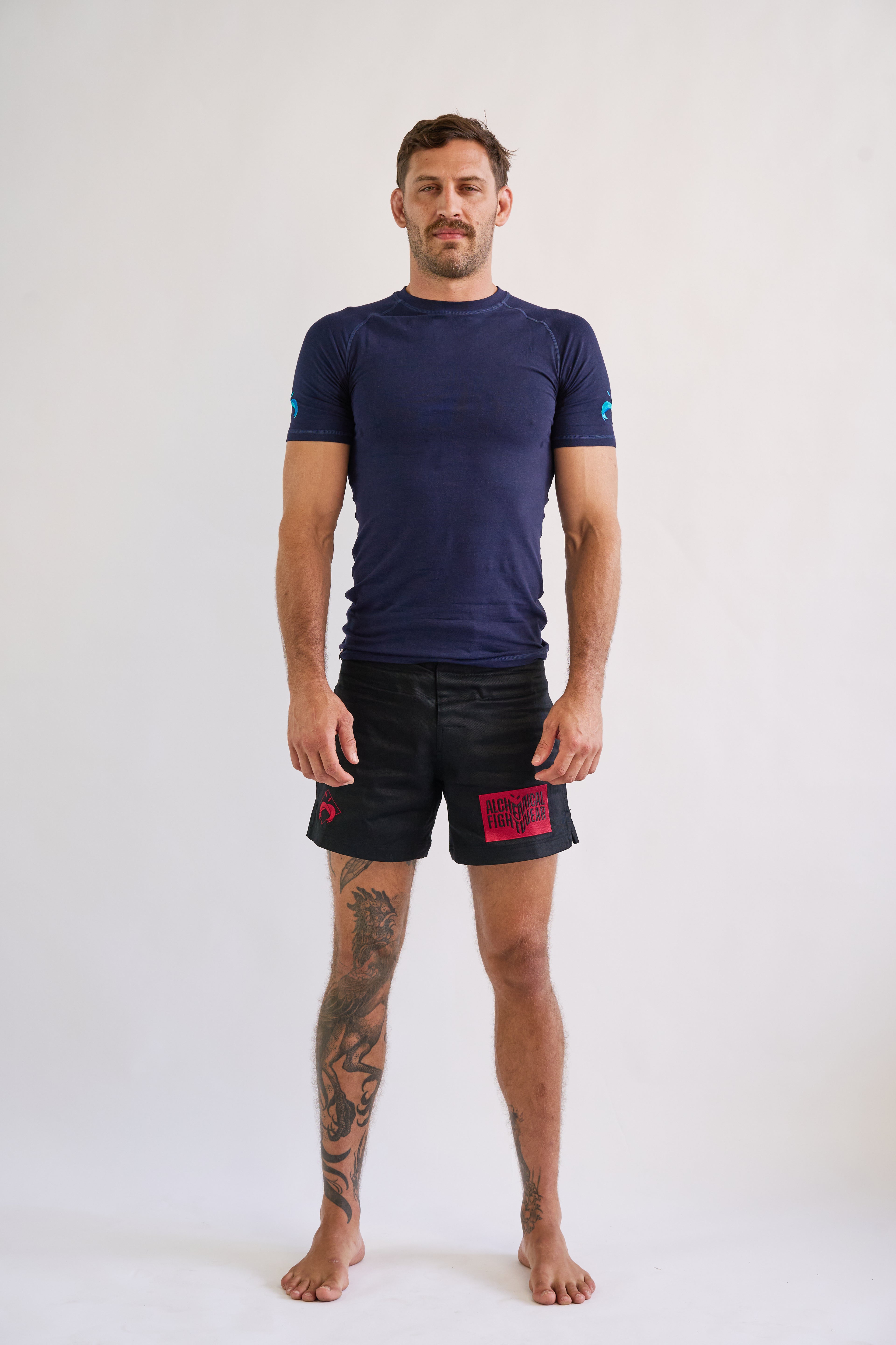 Hemp Navy Blue Rash Guard - Short Sleeve