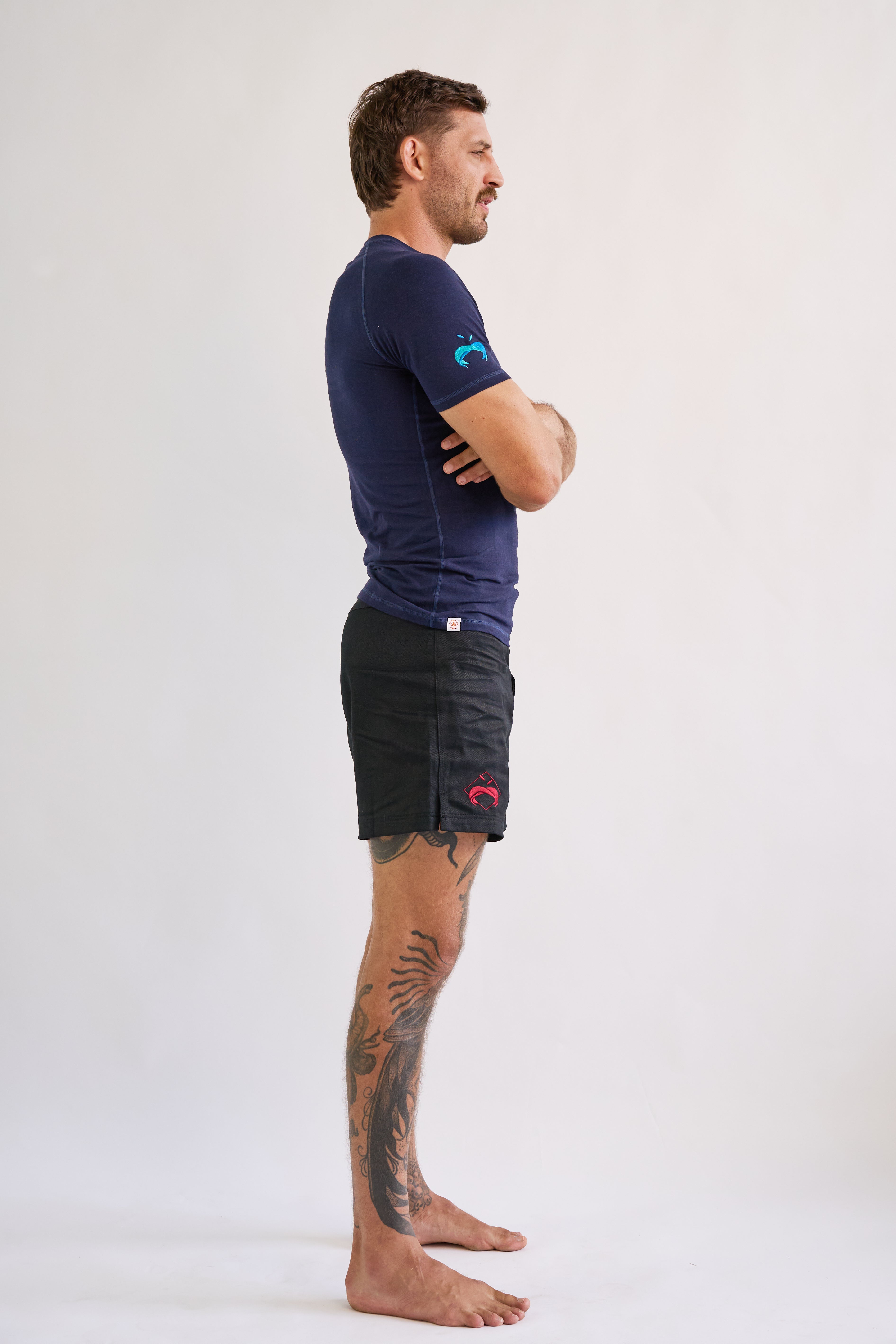 Hemp Navy Blue Rash Guard - Short Sleeve