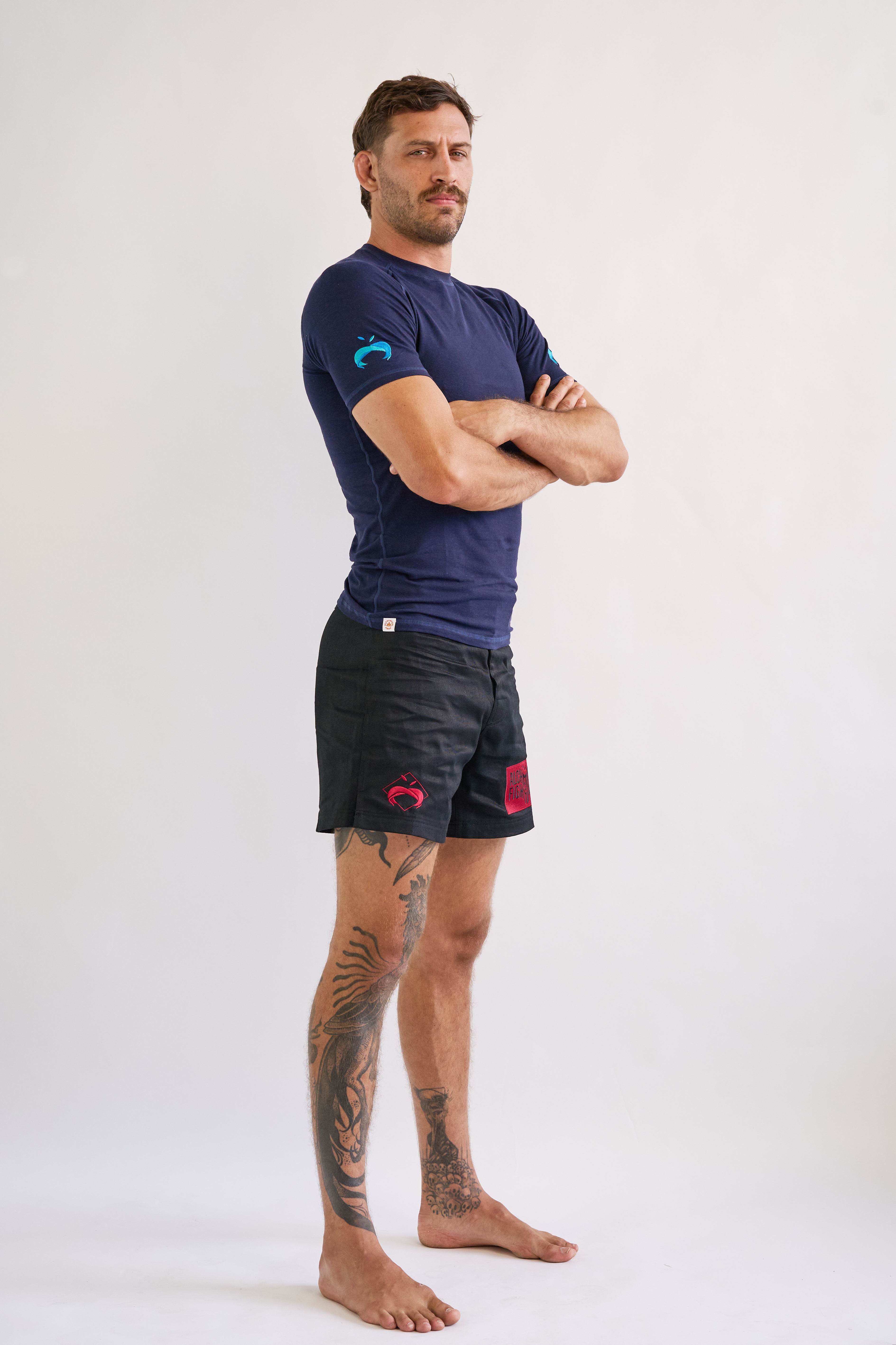 Hemp Navy Blue Rash Guard - Short Sleeve