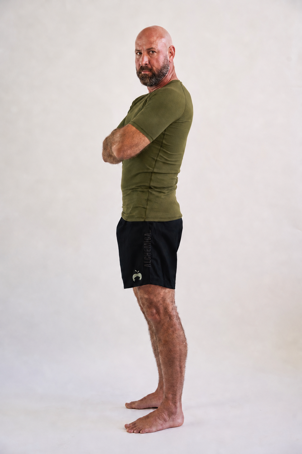Washed Forest Green Hemp Rash Guard - Short Sleeve