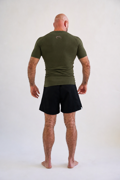 Washed Forest Green Hemp Rash Guard - Short Sleeve