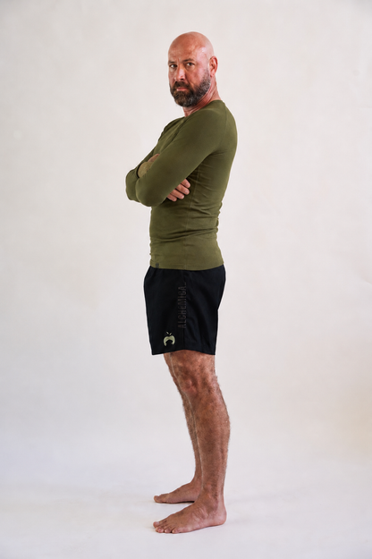 Washed Forest Green Hemp Rash Guard - Long Sleeve