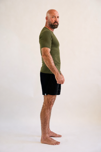 Washed Forest Green Hemp Rash Guard - Short Sleeve