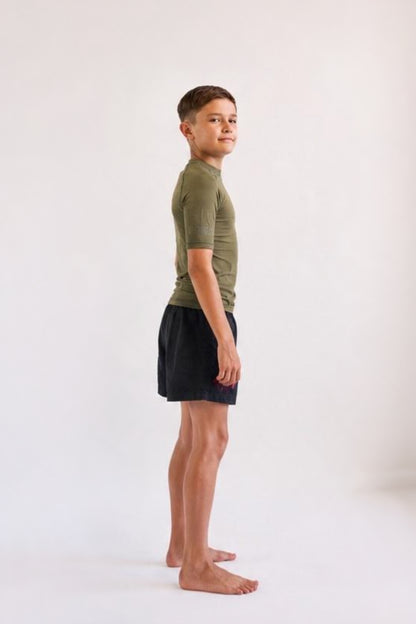 Youth Wash Green Hemp Rashguard Short Sleeve