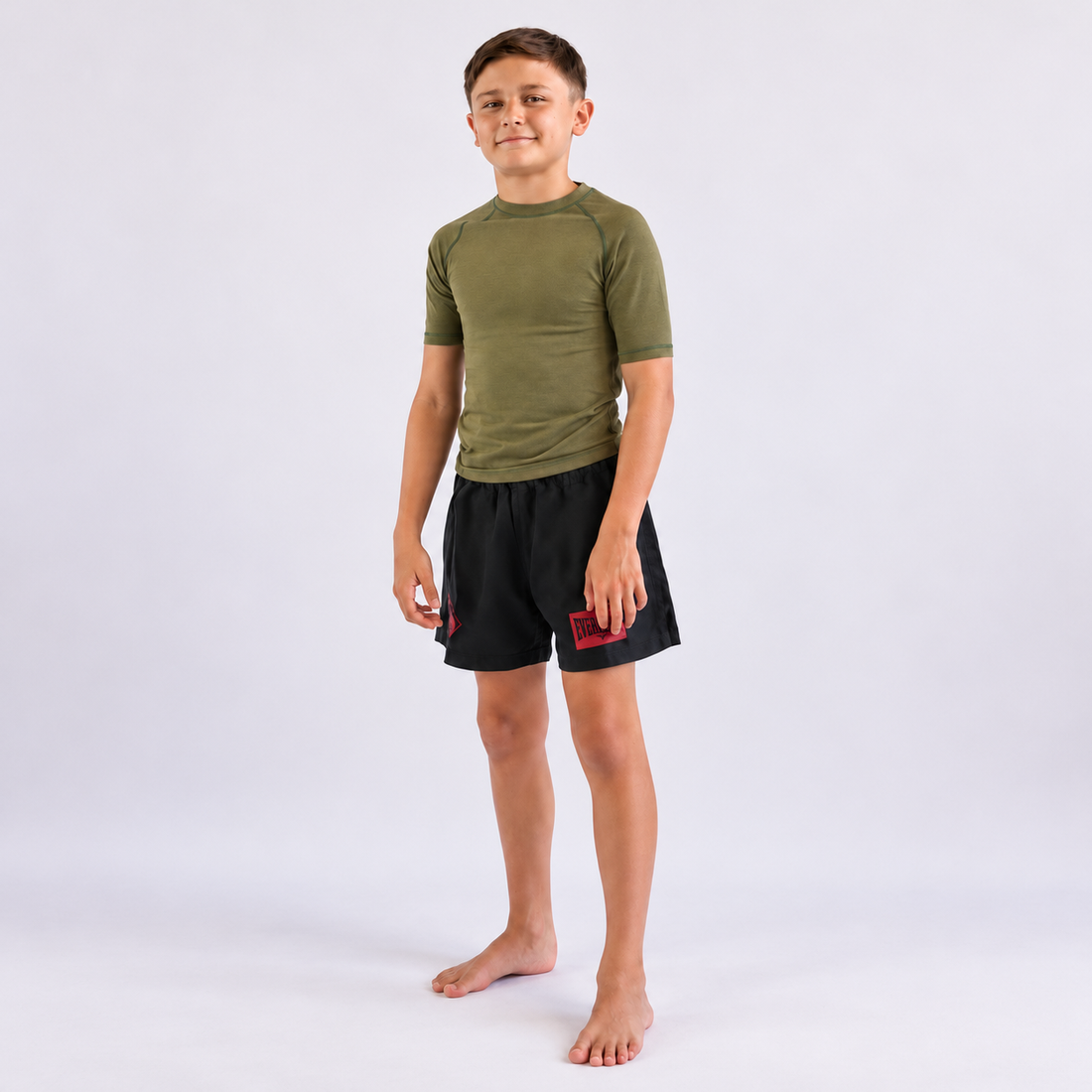 Youth Wash Green Hemp Rashguard Short Sleeve