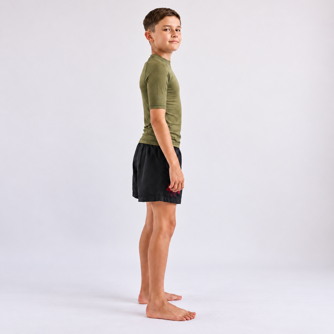 Youth Wash Green Hemp Rashguard Short Sleeve