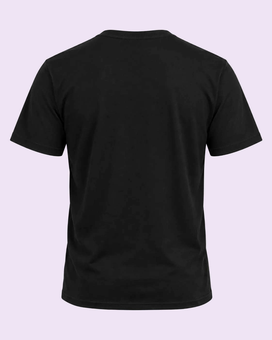 A black short-sleeve crewneck t-shirt shown from the back, photographed against a solid white background.