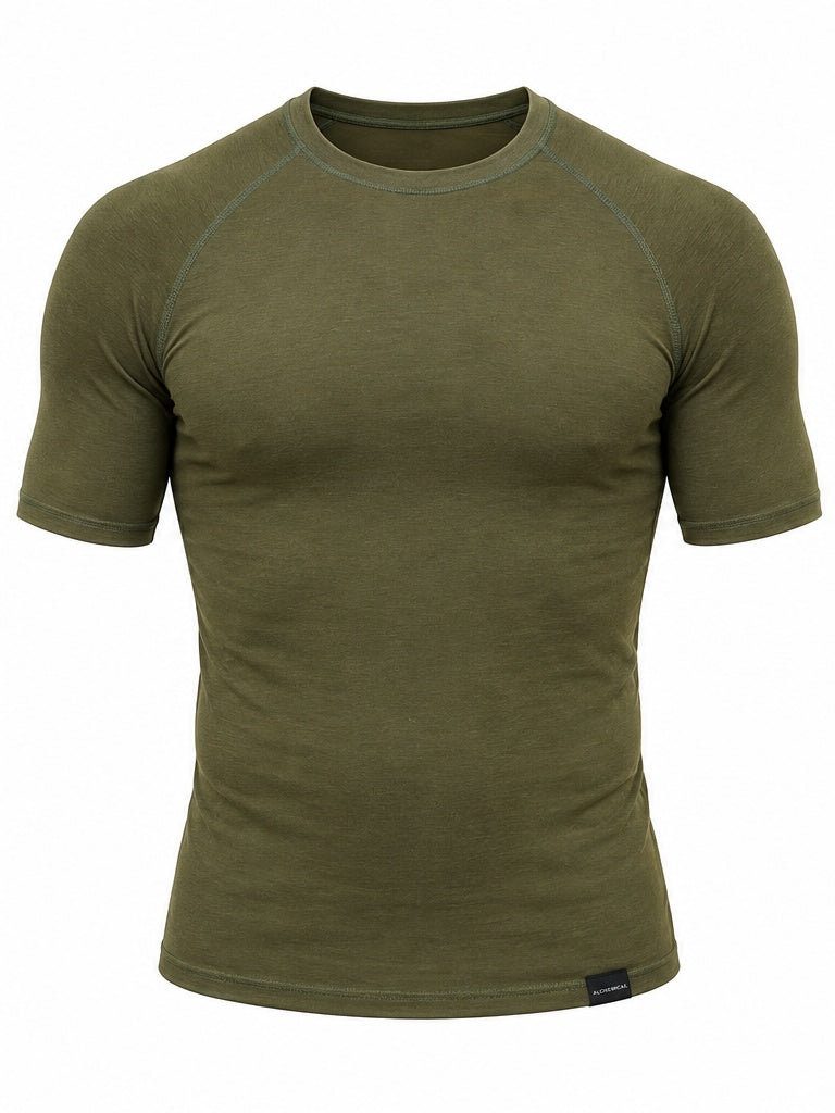 Washed Forest Green Hemp Rash Guard - Short Sleeve
