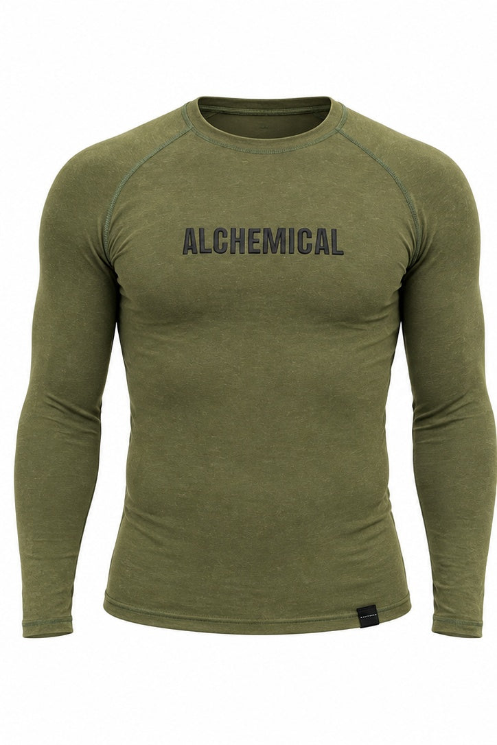 Washed Forest Green Hemp Rash Guard - Long Sleeve