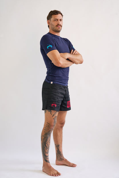 Hemp Navy Blue Rash Guard - Short Sleeve