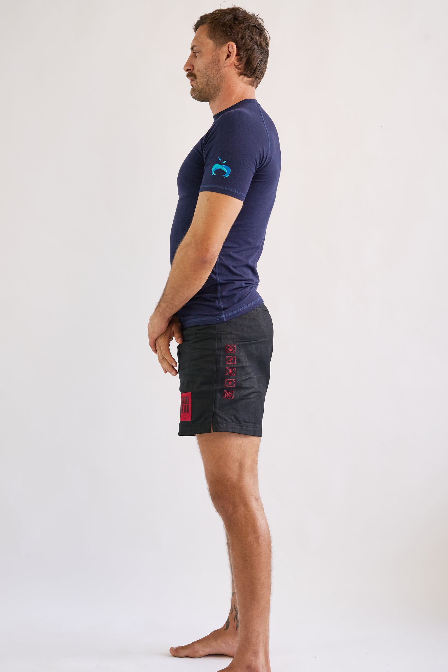 Hemp Navy Blue Rash Guard - Short Sleeve