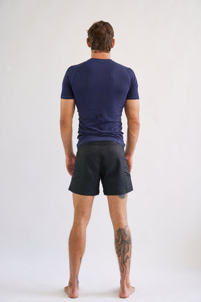 Hemp Navy Blue Rash Guard - Short Sleeve