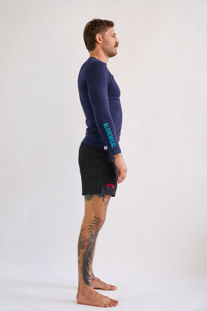 Hemp Navy Blue Rash Guard - Long Sleeve
