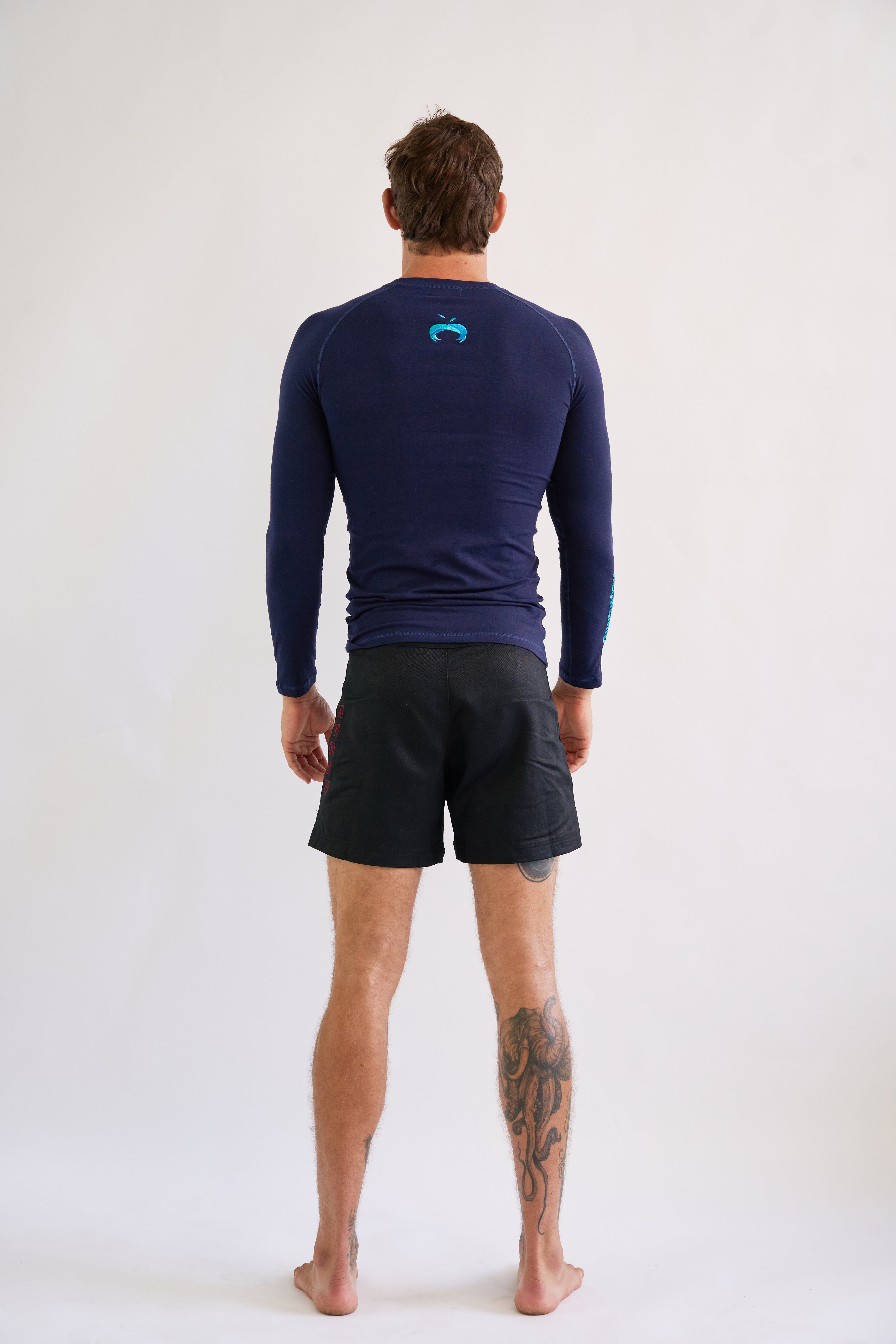 Hemp Navy Blue Rash Guard - Long Sleeve
