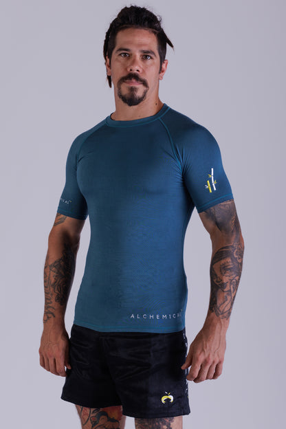Bamboo Rash Guard Bamboo Teal Rash Guard Short Sleeve – Alchemical